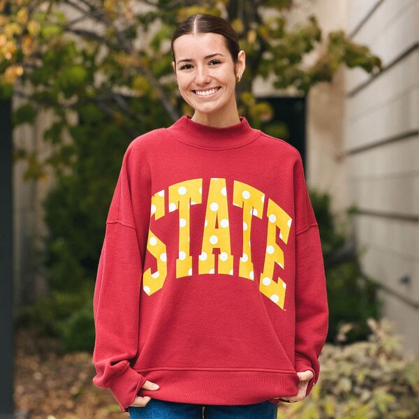 League Women's Cardinal State Polkadot Mockneck